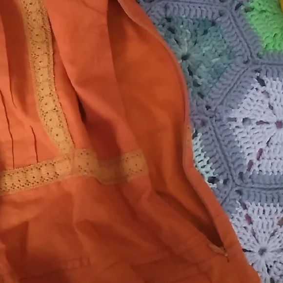 Orange Ruffle Hem Button-Front Dress - Picture 4 of 6